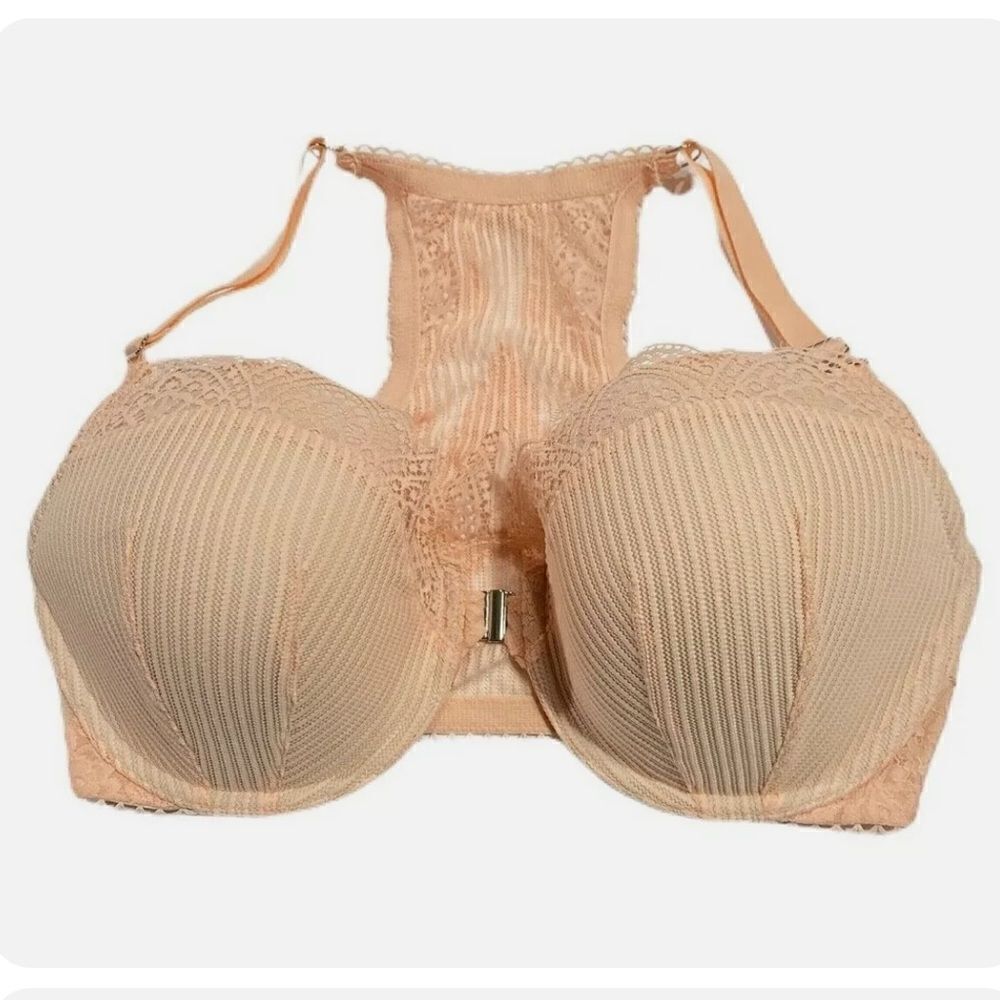 Victorias Secret Dream Angels Lined Demi Racerback lace peach bra